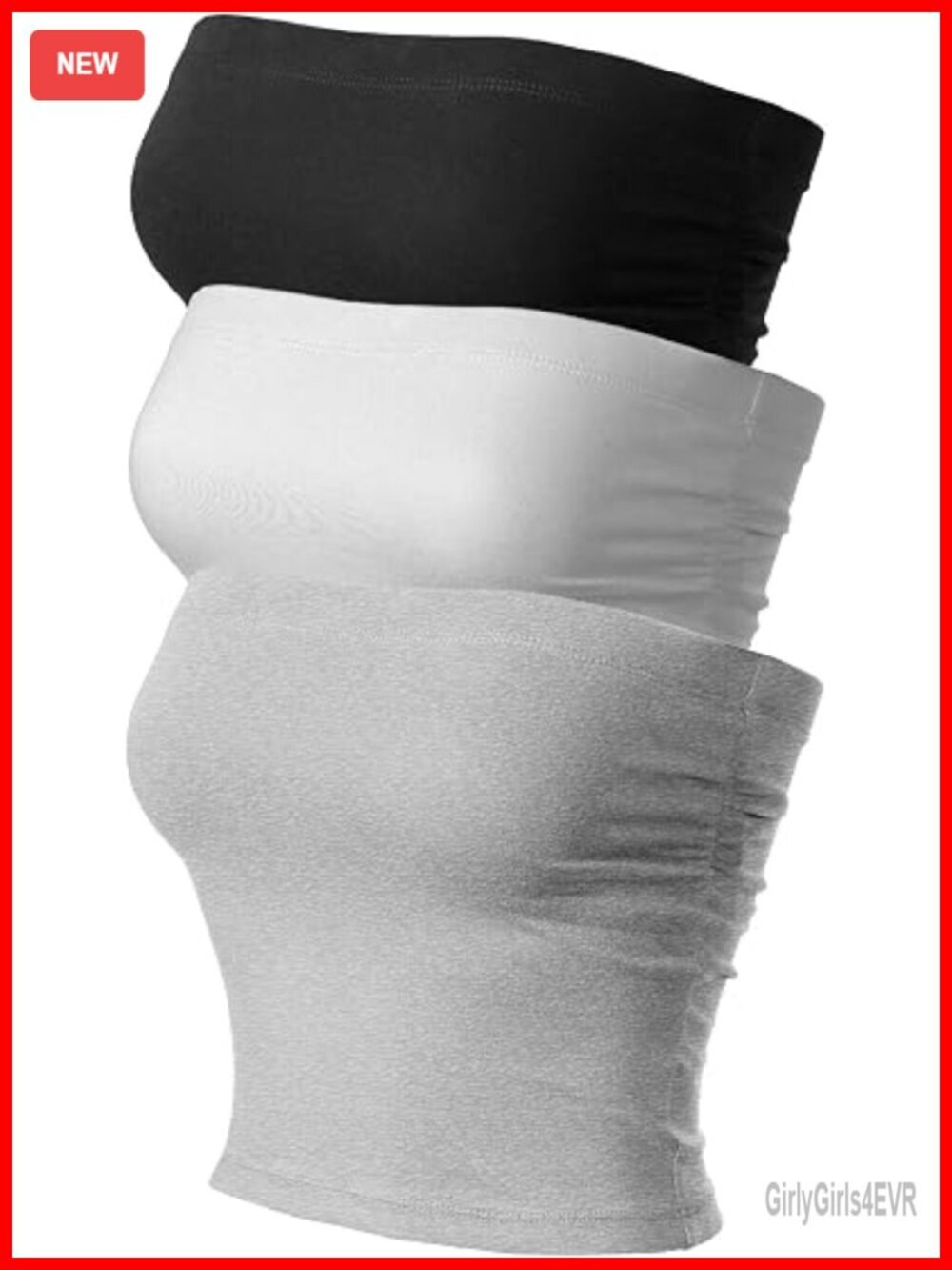 3 Pack Tube Top with Built-in Bra Strapless Ruched Bandeau Tank Top